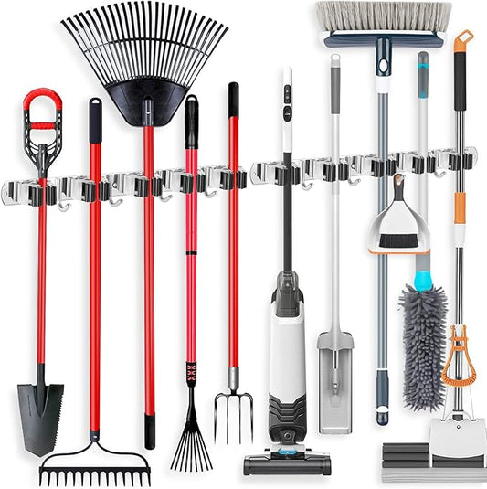 IMILLET 2 Pack Wall Mount Broom Holder Stainless Steel 5 Racks by IMILLET