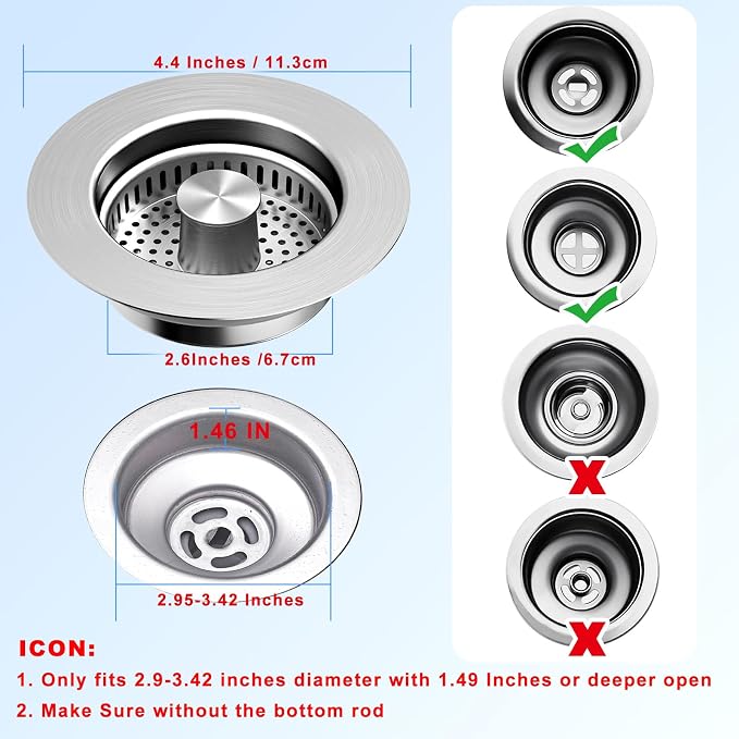 3-in-1 Kitchen Sink Drain Strainer & Stopper - Image 3