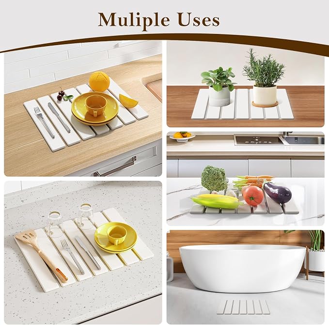 Large Stone Dish Drying Mats for Kitchen Counter, 15.5“x 11.8”, Eco-Friendly - Image 7