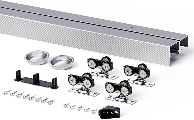 EaseLife 5FT/60in Bypass Double Sliding Pocket Door Hardware Kit, Commercial - Image 8
