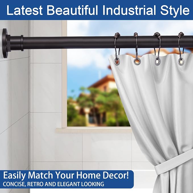 BRIOFOX Industrial Shower Curtain Rod - Image 2