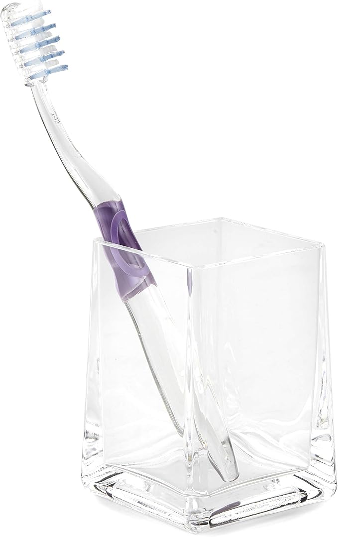 Huang Acrylic Clear Square Tapered Bathroom Toothbrush Holder/Tumbler | Easy to by HuangAcrylic