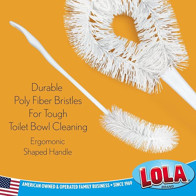 LOLA Toilet Bowl Brush w/Curved Head, Coated Wire, Durable Poly Bristles - Image 4