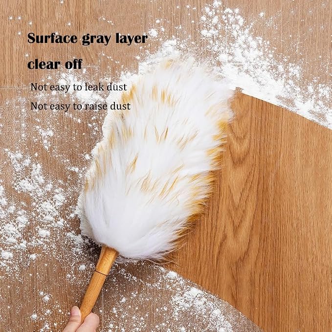 Wool Duster with Wooden Handle, Household with Hanging Rope Small Hand Duster - Image 6