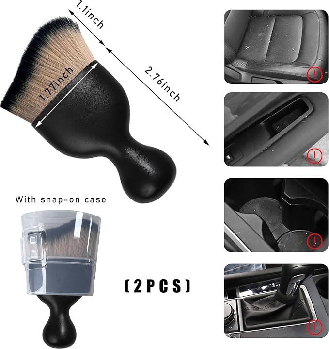 2PCS Car Interior Dust Brush, Soft Scratch Free Auto Detailing Brushes - Image 2