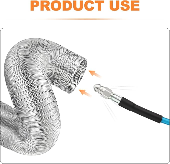 GASHER 23feet Home Dryer Vent Duct Cleaning Kit, 2 Jetter Nozzle, 1/4" NPT Ball - Image 6