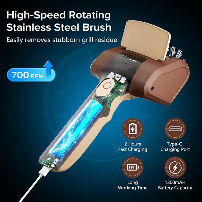BBQ Grill Brush for Outdoor Grill, Cordless Electric Grill Cleaner, - Image 5