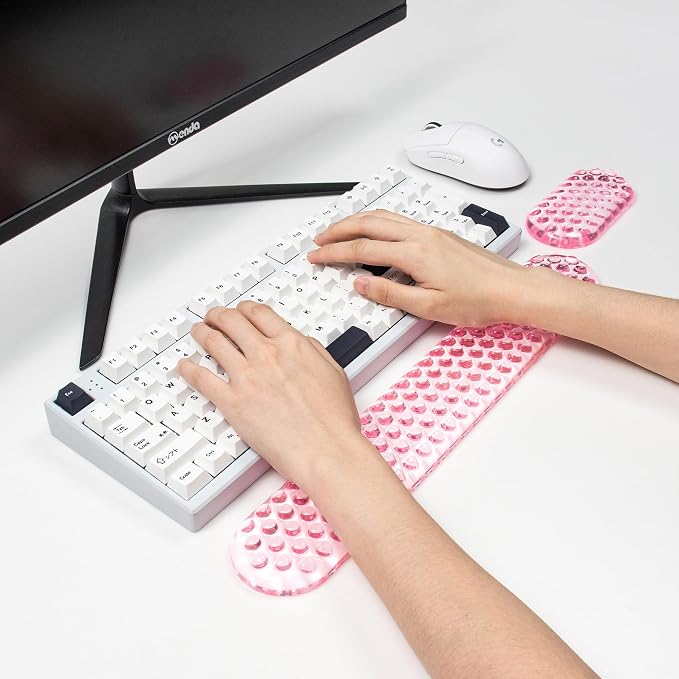 Ergonomic Gel Keyboard and Mouse Wrist Rest Set – Pink Wrist Rest - Image 3