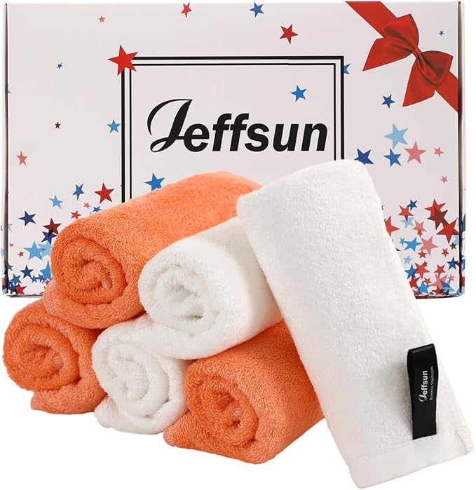 Wash Cloths 6 Pack, Super Soft and Gentle Face Towels on Sensitive Skin by Jeffsun