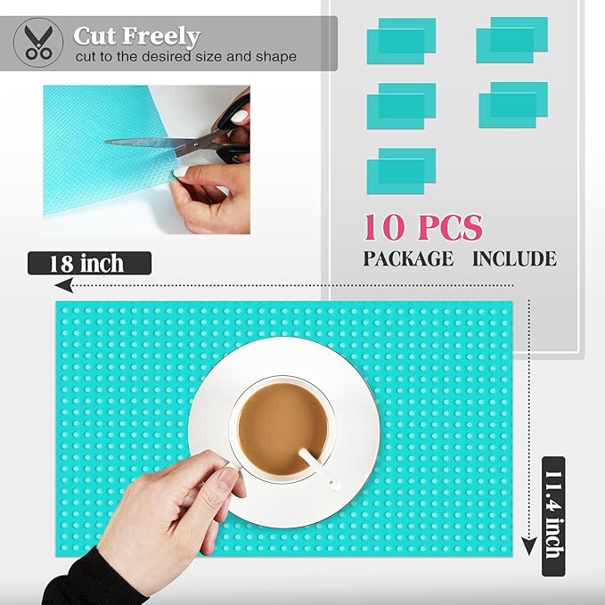10Pcs Refrigerator Liners, Washable Fridge Liner Shelf Mats Refrigerator Pads - Image 2