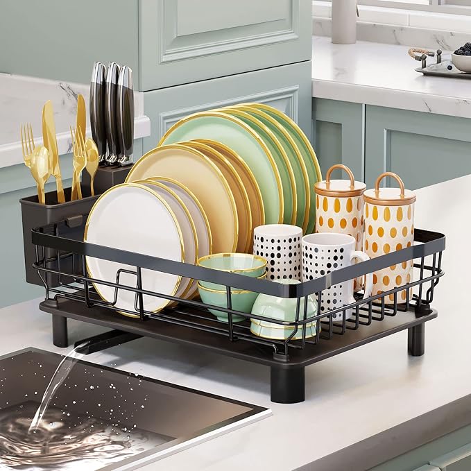 Iron Dish Drying Rack with Drainboard Dish Drainers by AIDERLY