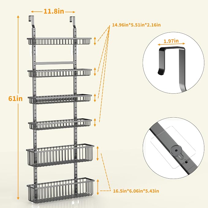Moforoco 6-Tier Over The Door Pantry Organizer, Pantry Organization and Storage - Image 4