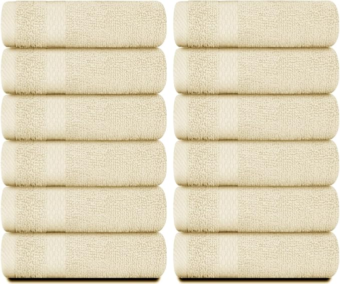 White Classic Luxury Cotton Washcloths 13x13 Inch - Image 2