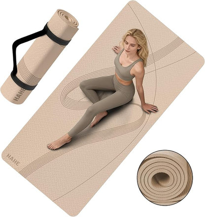 Yoga Mat High Density Exercise Mat, 76"x32"x0.27"Thick Wide & Large Yoga Mat for Women Men, Professional POE Workout Mat for Yoga, Pilates, Fitness & Stretching