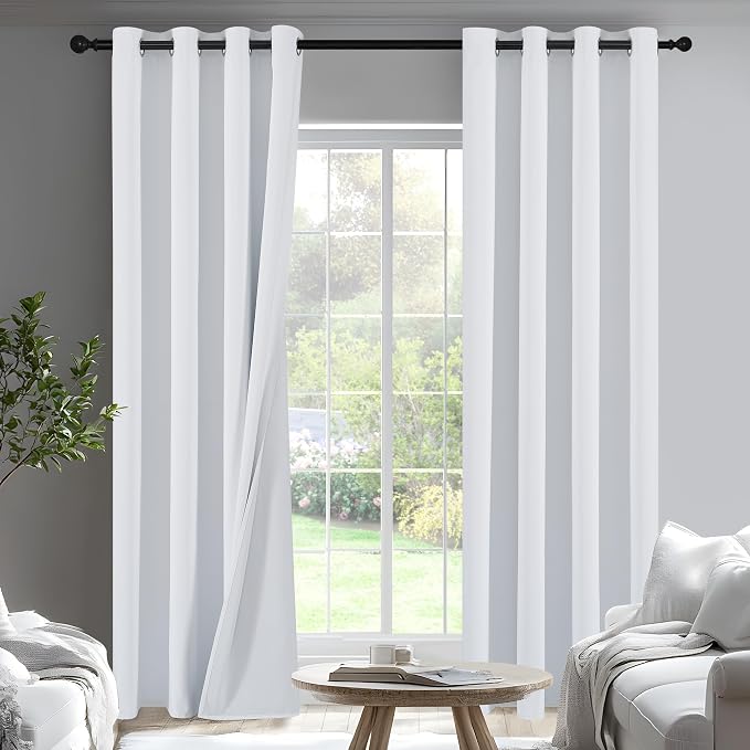 PONY DANCE White Total Blackout Curtains 84 inch Length 2 Panels Set, 100% by PONYDANCE