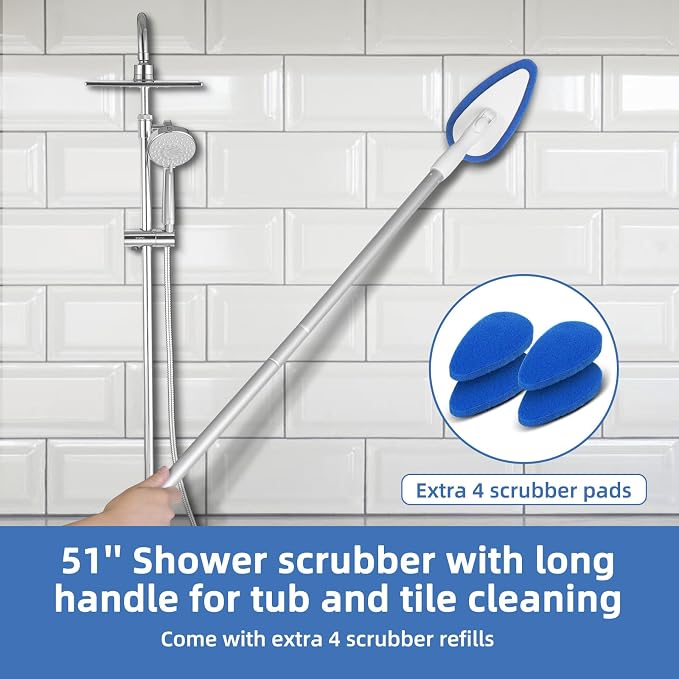 Qaestfy Shower Bathtub Tub Tile Scrubber Cleaning Brush - Image 2