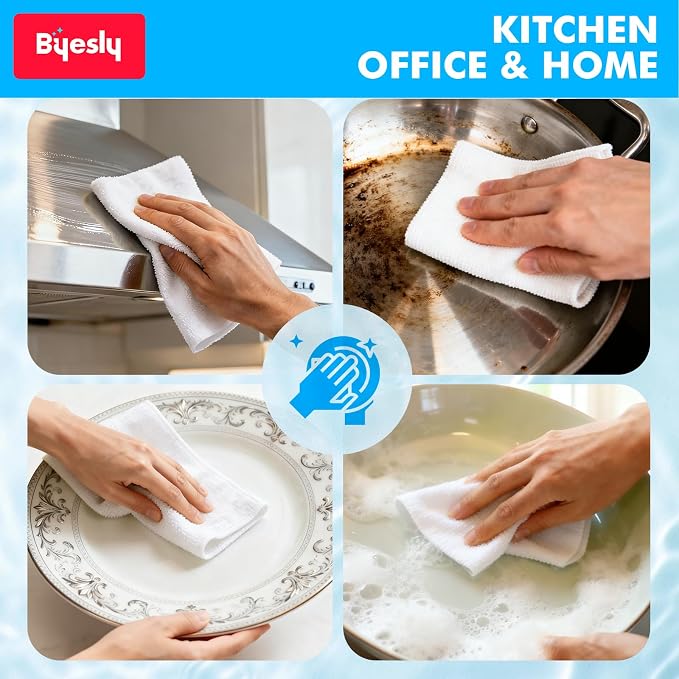 12-Pack Microfiber Cleaning Cloth, 11.5x11.5 Microfiber Towels - Image 7