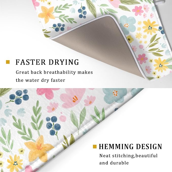 Spring Dish Drying Mat for Kitchen Counter Cute Floral Summer Holiday - Image 3