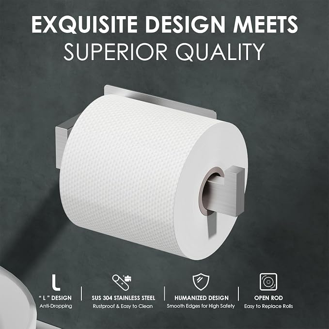 Auxmir Toilet Paper Holder Self Adhesive, Premium Thicken SUS304 Stainless - Image 3