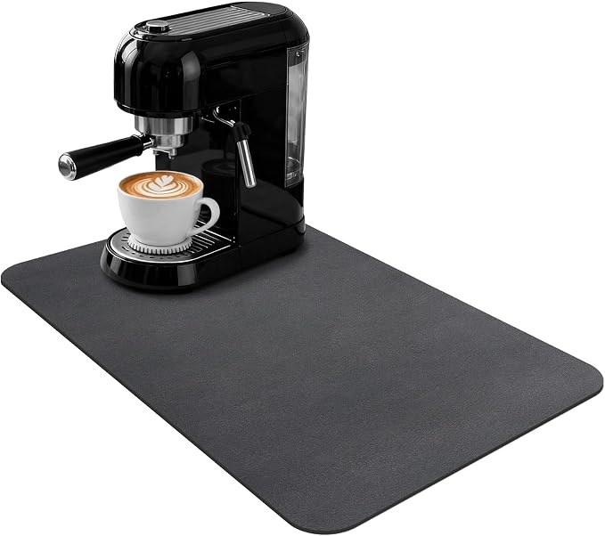 Coffee Station Mat 20x12 Inch, Absorbent Hide Stain Rubber Backed Dish Drying by Unknown