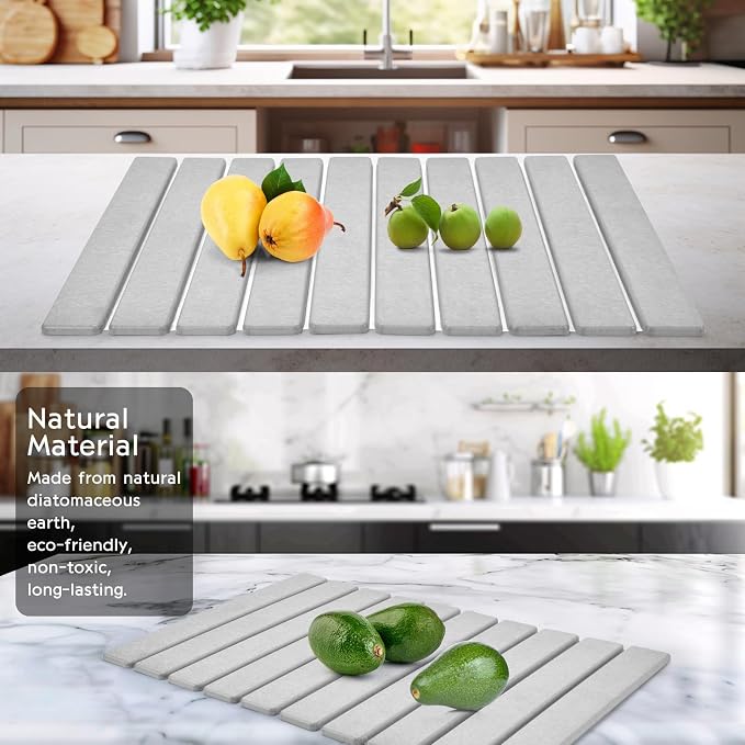 Large Stone Dish Drying Mats for Kitchen Counter, Eco-Friendly Absorbent - Image 3