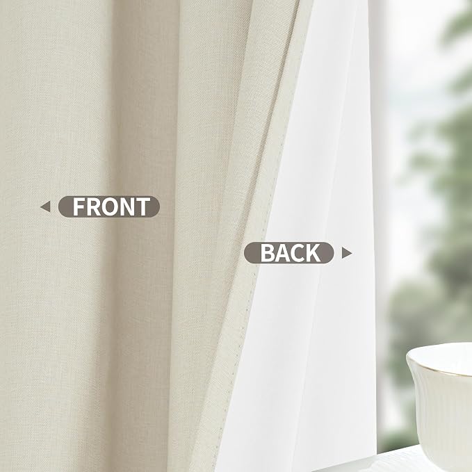 YoungsTex Stone Linen Blackout Curtains 63 Inch Length - Image 6