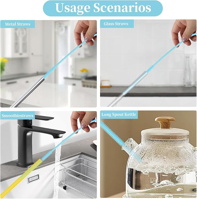 2Pcs silicone straw cleaning brushes, extra long, used - Image 6