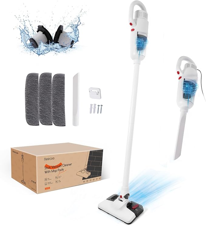 Lightweight Stick Vacuum Cleaner, Unique Vacuum and Mop Combo by REECOOYourBestCleaningPartner