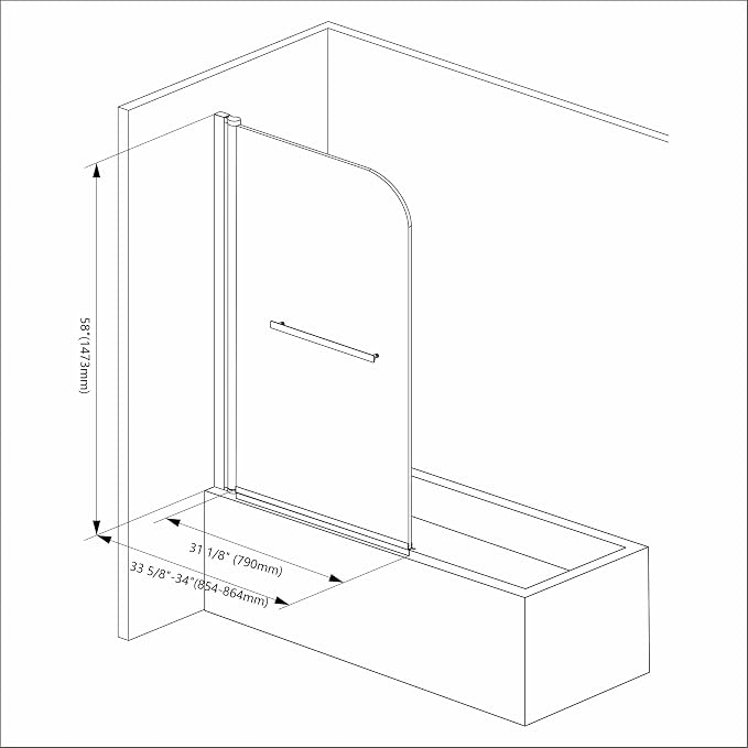 Sunrosa Pivot Tub Shower Door 34"58", Folding Bathtub Door - Image 6