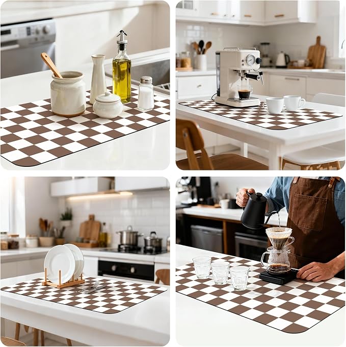 17" x 32" Checkered Dish Drying Mat - Image 8
