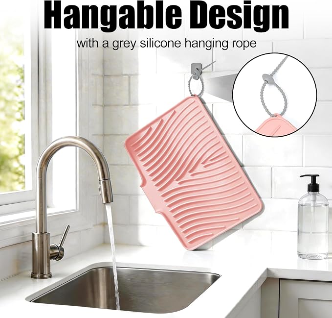Silicone Dish Drying Mat for Kitchen Counter, Dish Drying Pad, Non-Slip Drain - Image 4