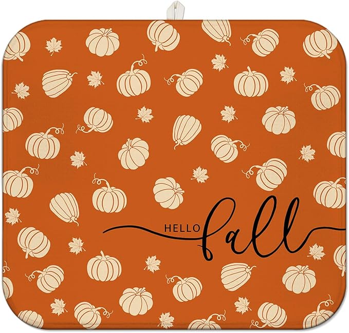 Fall Dish Drying Mat for Kitchen Counter, Washable Absorbent Countertop Harvest by Unknown