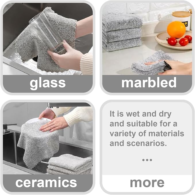 20 Pack Super Absorbent Dish Cloths Coral Velvet Microfiber Kitchen Towels - Image 6