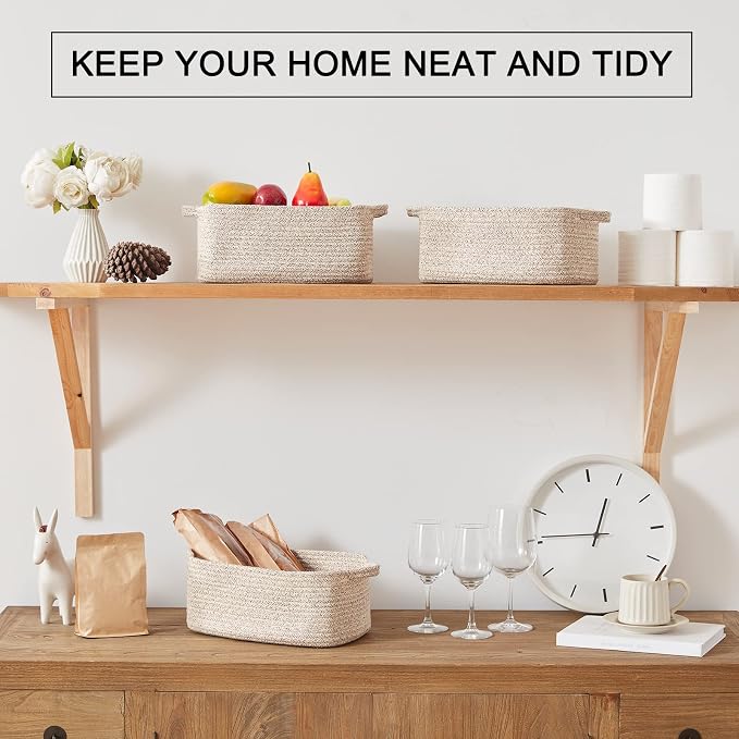 OIAHOMY Cotton Rope Baskets, Woven Baskets - Image 2