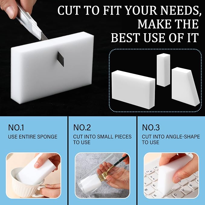 500 Pcs Magic Sponge Eraser Bulk Foam Sponge Cleaning Pads Multi Surface - Image 3