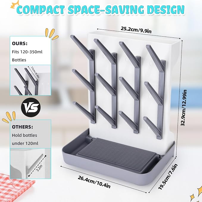 Baby Bottle Drying Rack: Space Saving Vertical Bottle Drying Holder - Image 4