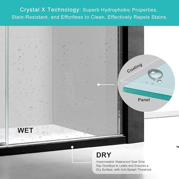 Milano Double Sliding Shower Door, 44-48 in.W x 74 in.H Framed Shower Door - Image 5