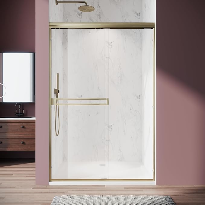 Shower Door 50-54 in. W x 72 in. H, UCALAFEE Semi-Frameless Double Sliding by Ucalafee