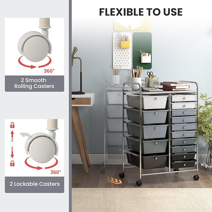 GOFLAME 15-Drawer Rolling Storage Cart, Utility Cart - Image 5