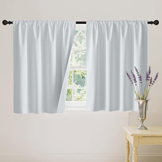 RYB HOME 100% Blackout White Short Curtains, Thermal Insulated Total Room by RYBHOME