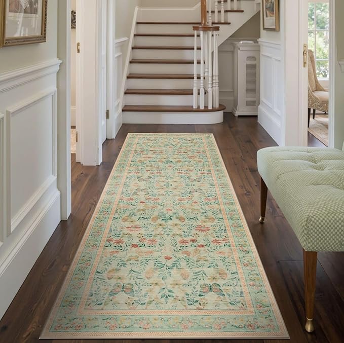 2x5 Floral Runner Rug, Washable Runners by Rugxara