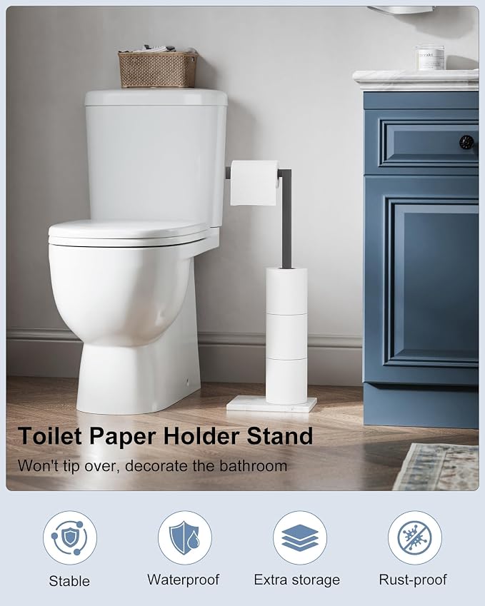 Free Standing Toilet Paper Holder Stand Matte Black SUS 304 Stainless Steel - Image 2
