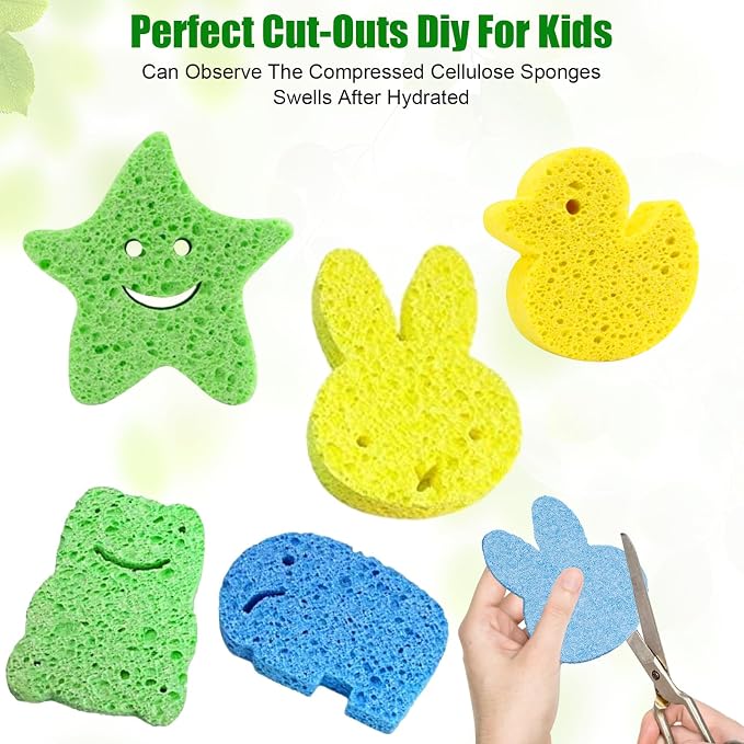 12 PCS Kitchen Sponges, Natural Compressed Cellulose Sponges, Non-Scratch - Image 7