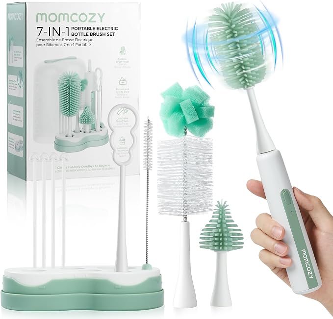 Momcozy 7 in 1 Electric Bottle Brush Kit, Portable Cleaning Set by Momcozy