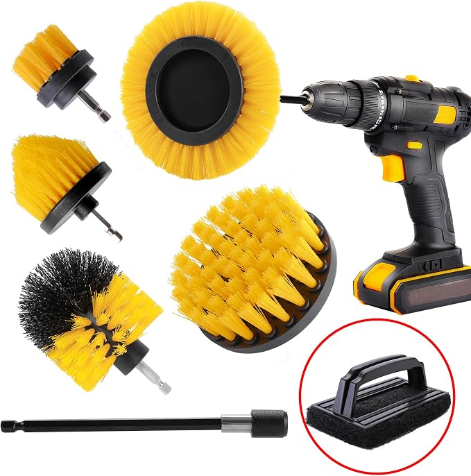 7 Piece BBQ Grill Cleaning Brush Ultra Stiff Drill Powered Cleaning Brushes by Unknown