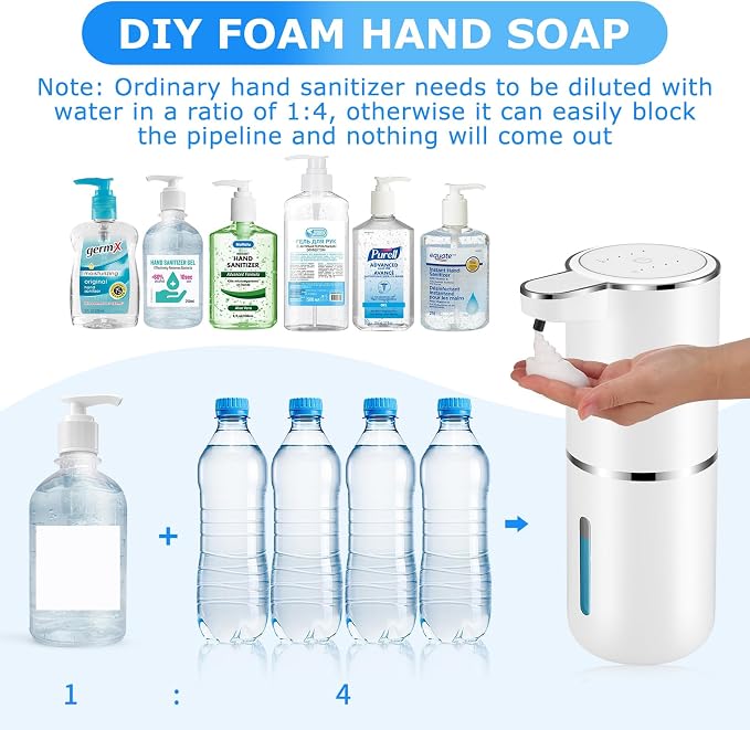 2 Pack Automatic Soap Dispensers, 12.8oz/380ml USB Touchless Automatic Foaming - Image 3