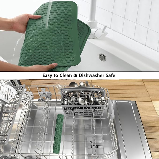 ZLR Silicone Dish Drying Mat for Kitchen Counter, Eco-Friendly Fast Dry Dish Mat - Image 8