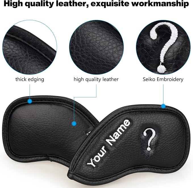 CRAFTSMAN GOLF 12pcs or 1pc Thick Synthetic Leather Golf Iron Head Covers Set - Image 3