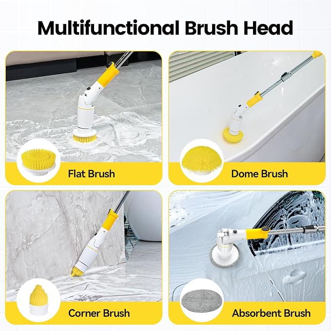 Electric Spin Scrubber, Cordless Cleaning Brush Shower Scrubber Up to 550 RPM - Image 3