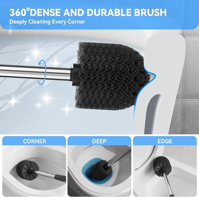 Toilet Brush, Toilet Brush and Holder Sliver Toilet Bowl Brush - Image 2